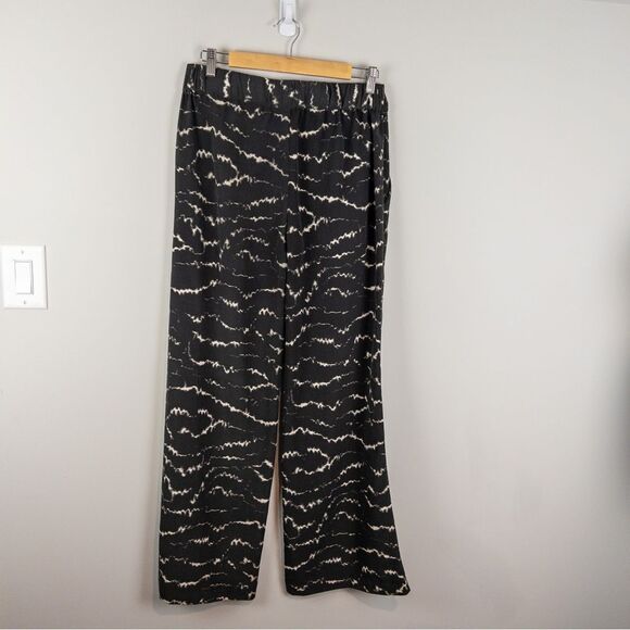 H By Halston Womens Size 4 Wide Leg Pull On Pants Black Taupe Neutral Flowy - Picture 3 of 9